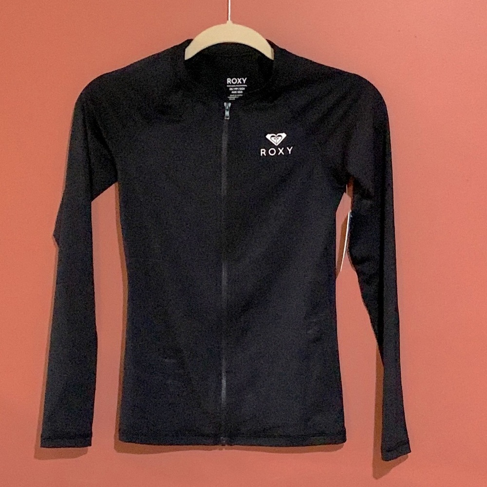 ROXY xs Essentials long sleeve zipped rash guard.